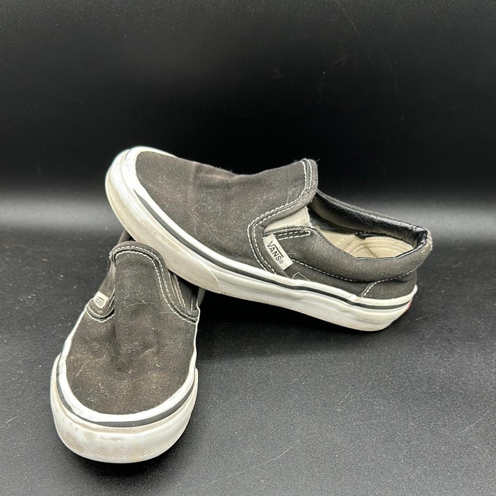 Vans Kids Black and White Slip-On Sneakers size 13